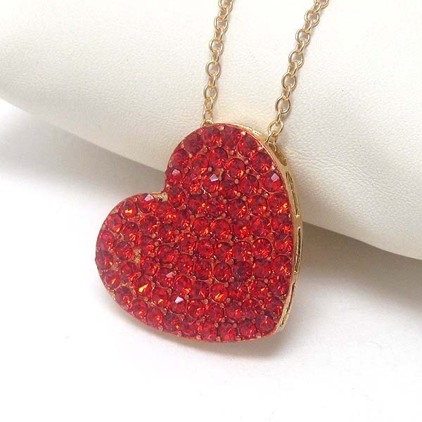 Premier electro plating crystal stud valentine heart necklace -valentine