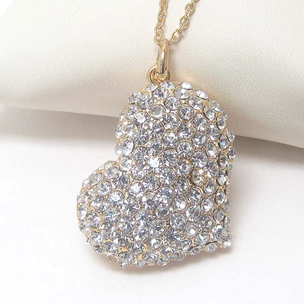 Premier electro plating crystal stud valentine heart necklace