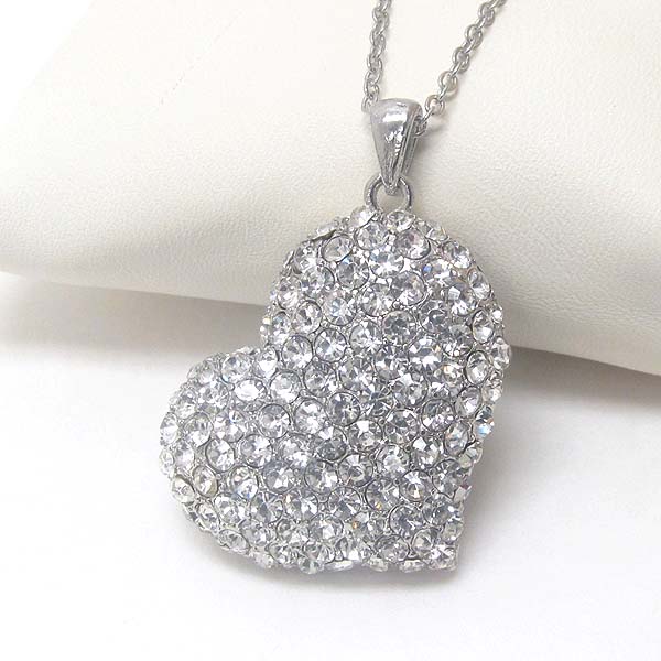 Premier electro plating crystal stud valentine heart necklace