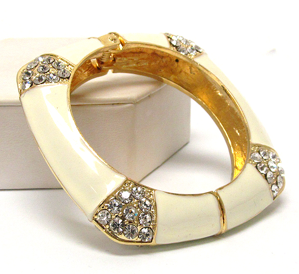 Crystal edge and epoxy square shape stretch bracelet