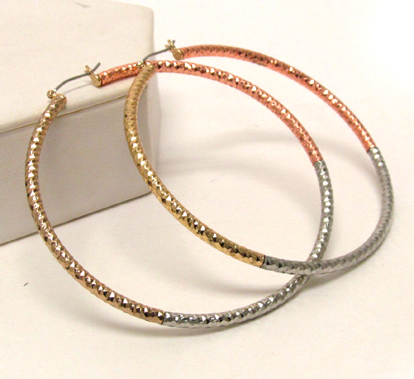 Tri metal hoop earring - hoops