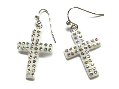 Acryl and crystal cross earring