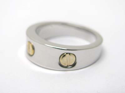 Two tone metal bullet stud ring