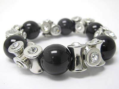 Crystal joint bar and acryl ball stretch bracelet