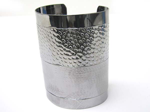 Tall textured metal cuff bangle