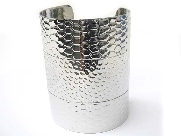 Tall textured metal cuff bangle