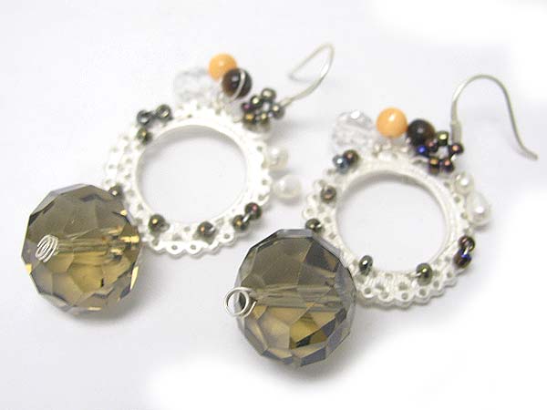 Hand made semi precious stone earring - facet ball drop