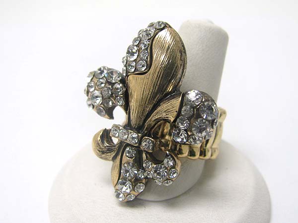 Crystal sud fleur de lis top stretch bnd ring