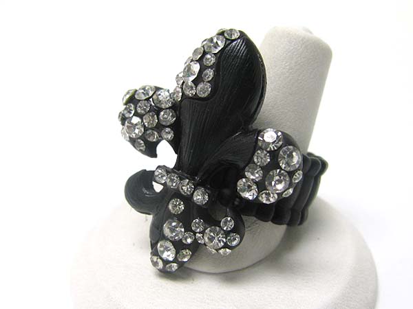 Crystal sud fleur de lis top stretch bnd ring