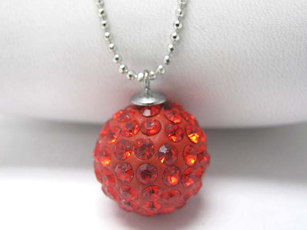 Valentine theme crystal round ball necklace