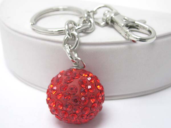 Valentine theme crystal round ball key chain charm