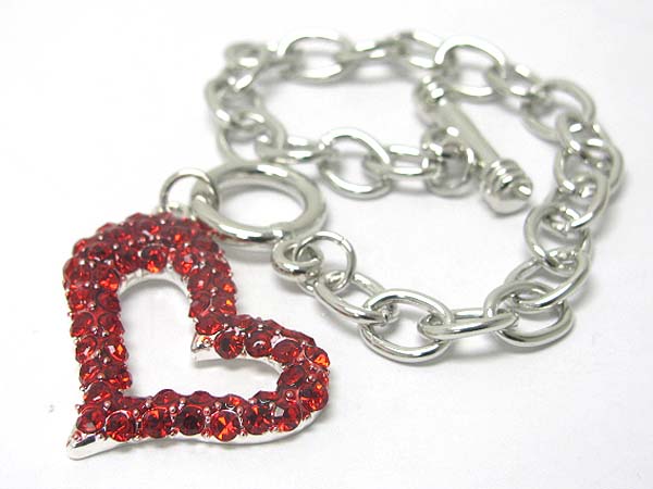 Valentine theme crystal open heart charm bracelet