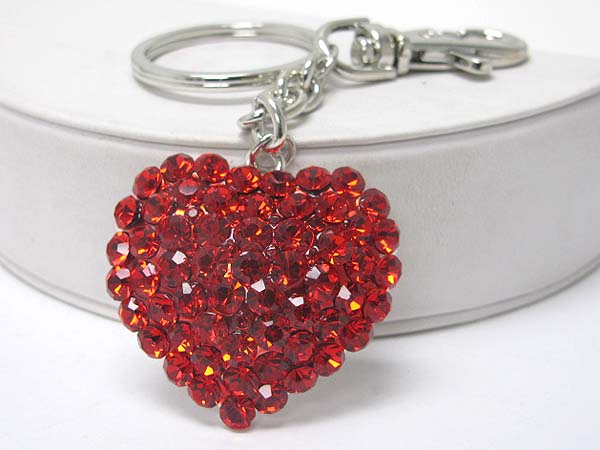 Valentine theme crystal open heart key chain charm