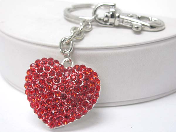 Valentine theme crystal open heart key chain charm