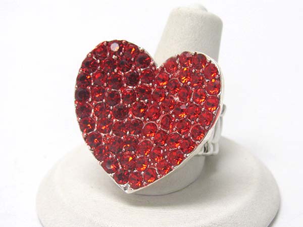 Valentine theme crystal puffy heart stretch band ring