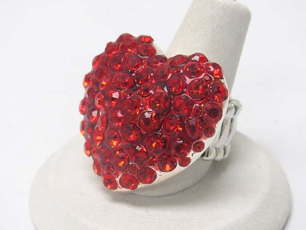 Valentine theme crystal puffy heart stretch band ring