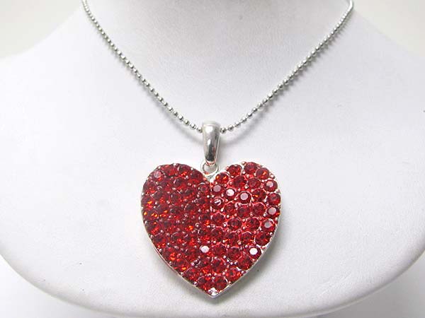 Valentine theme crystal heart necklace