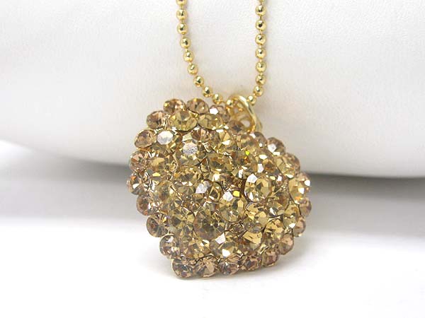 Crystal stud puffy heart pendant necklace