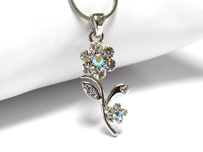 Made in korea whitegold plating crystal flower necklace