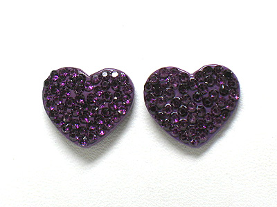 Colored metal and crystal fill heart earring