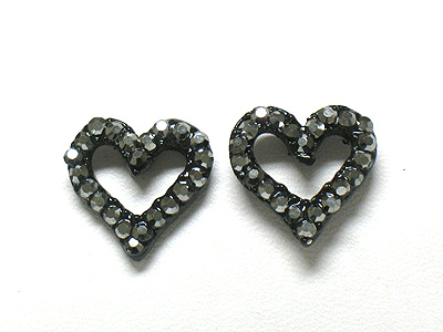 Colored metal and crystal open heart earring