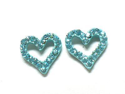 Colored metal and crystal open heart earring