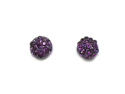 Colored metal crystal fill round stud earring