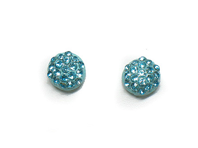 Colored metal crystal fill round stud earring