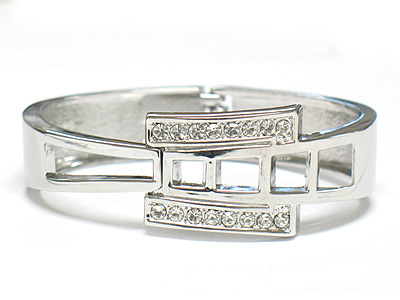 Crystal decorated metal hinge bangle