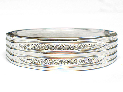 Crystal decorated metal hinge bangle