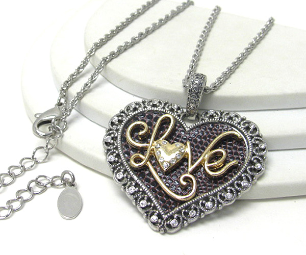 Crystal deco love heart necklace