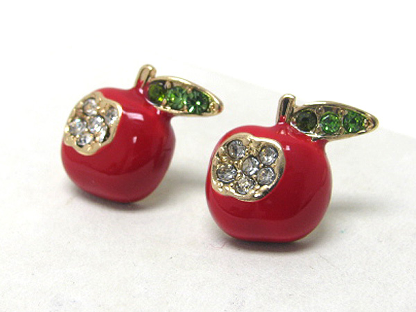 Crystal and epoxy deco apple earring