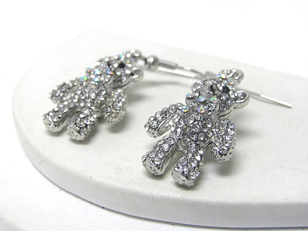 Crystal stud teddy bear earring