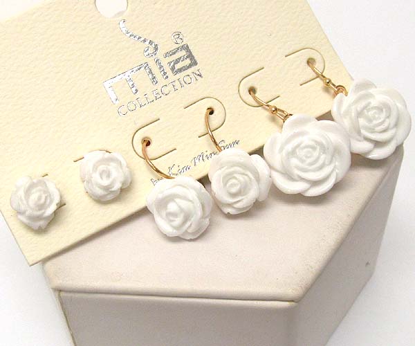 Acryl rose drop earring set of 3