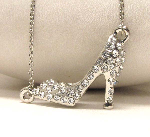 Crystal deco high heel pendant necklace