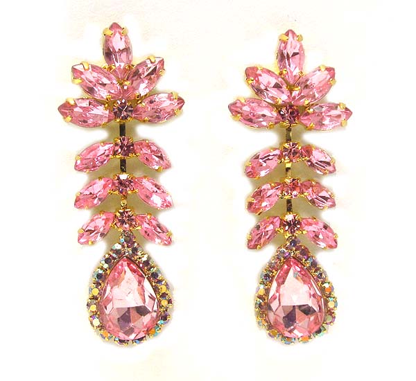 Crystal and tear drop glass drop earring