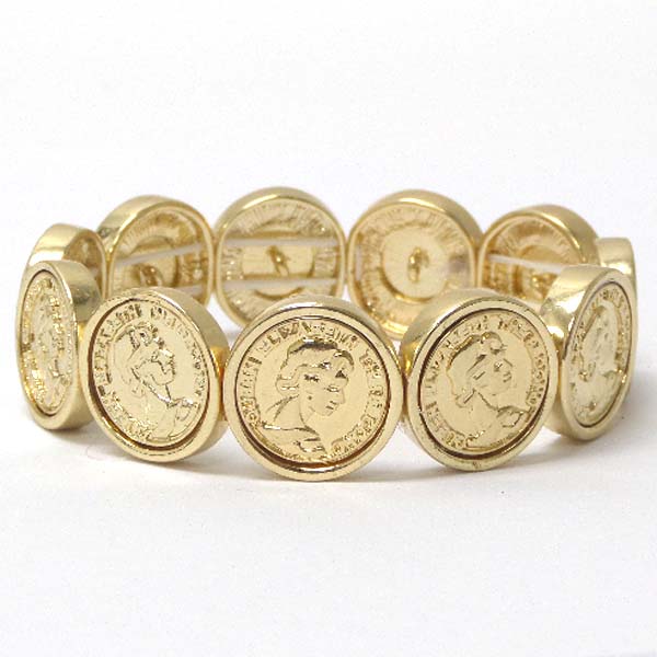 Multi coin link stretch bracelet