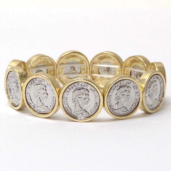 Multi coin link stretch bracelet