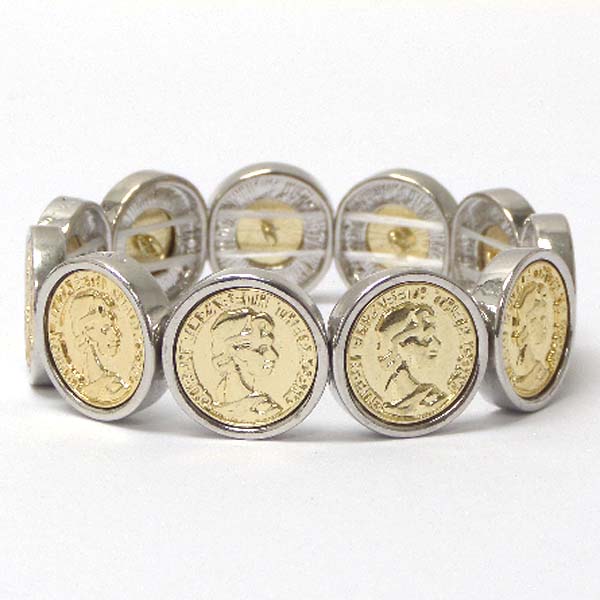 Multi coin link stretch bracelet