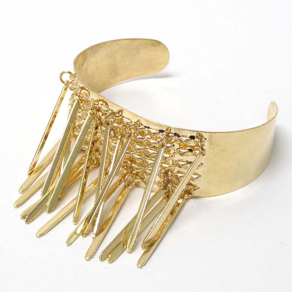 Multi metal tassel cuff bracelet