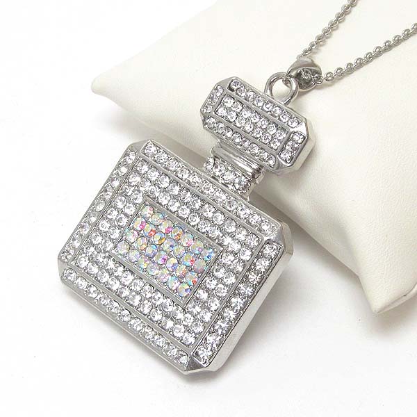 Premier electro plating crystal stud purfume bottle pendant necklace