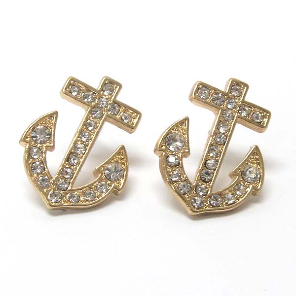 Premier electro plating crystal anchor earring