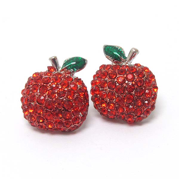 Premier electro plating crystal apple earring