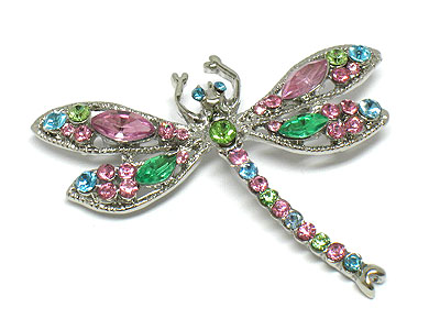 Crystal dragonfly brooch