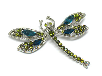 Crystal dragonfly brooch