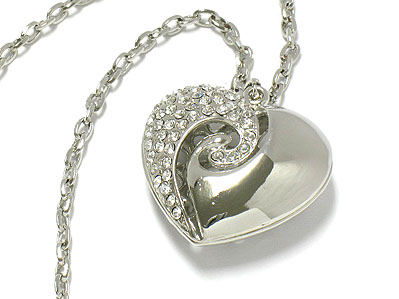 Crystal puff heart necklace