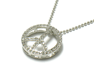 Crystal peace symbol necklace