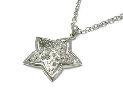 Crystal cut out star necklace