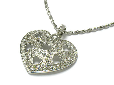 Crystal 6 hole heart necklace