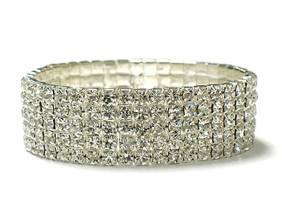 5 row rhinestone stretch bracelet